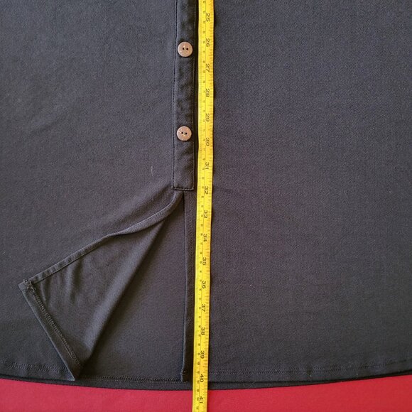 Monteau | Black V-Neck Faux Button A Line Midi Dress | L - Picture 8 of 10